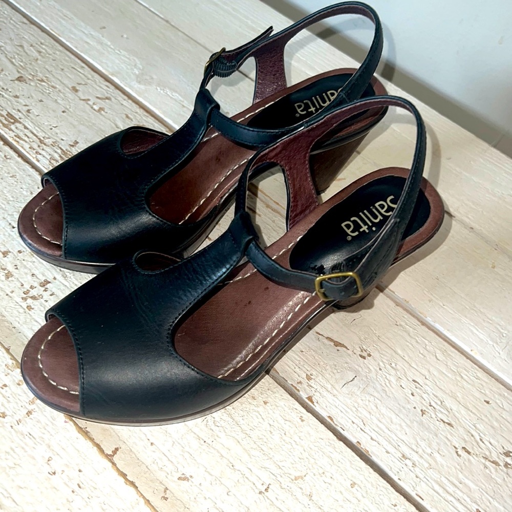 Sanita Sandal Heels Black 38 EUC